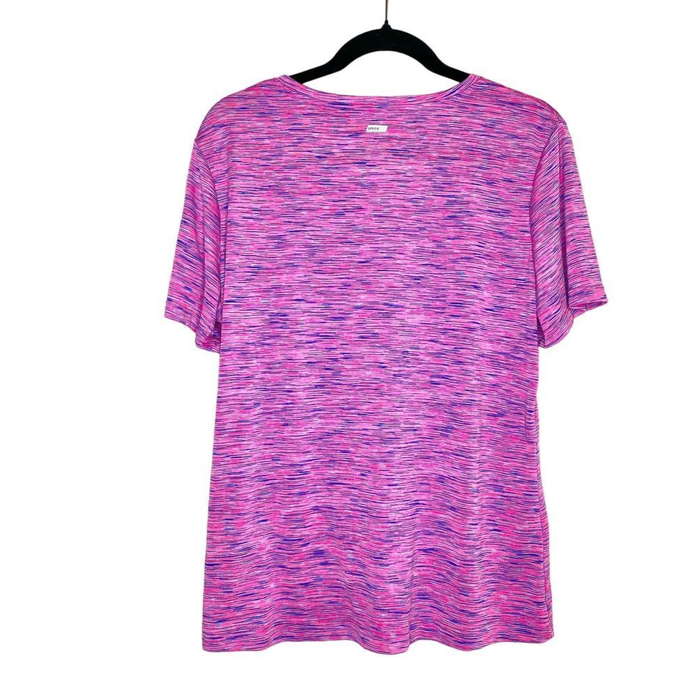 Spalding Short Sleeve Space Dye Speed Dri Workout Tee XL Pink Blue Gym T-Shirt - Picture 7 of 7